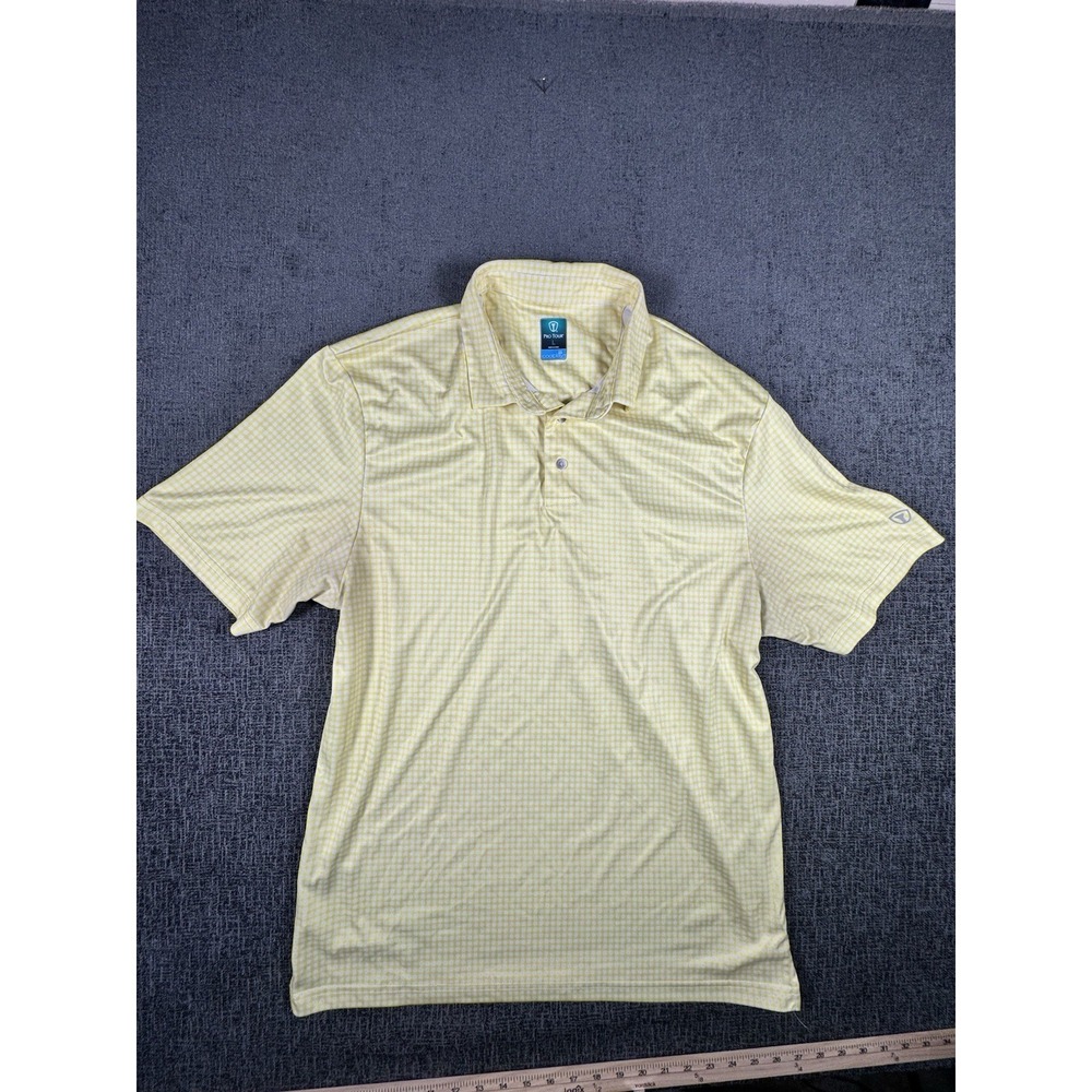 Pro Tour Men's Printed Short Sleeve‎ Coolplay Polo Shirt EJ3 Yellow Large